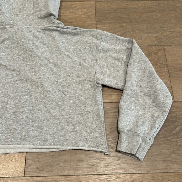ZYIA ACTIVE Heathered Gray Raw Edge Cropped Pullover Cotton Gym Hoodie Size XS - Picture 7 of 11